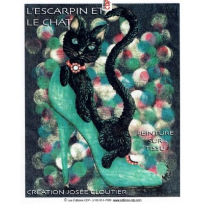 Patron Peinture à tissu: L'escarpin et le chat (Josée Cloutier)